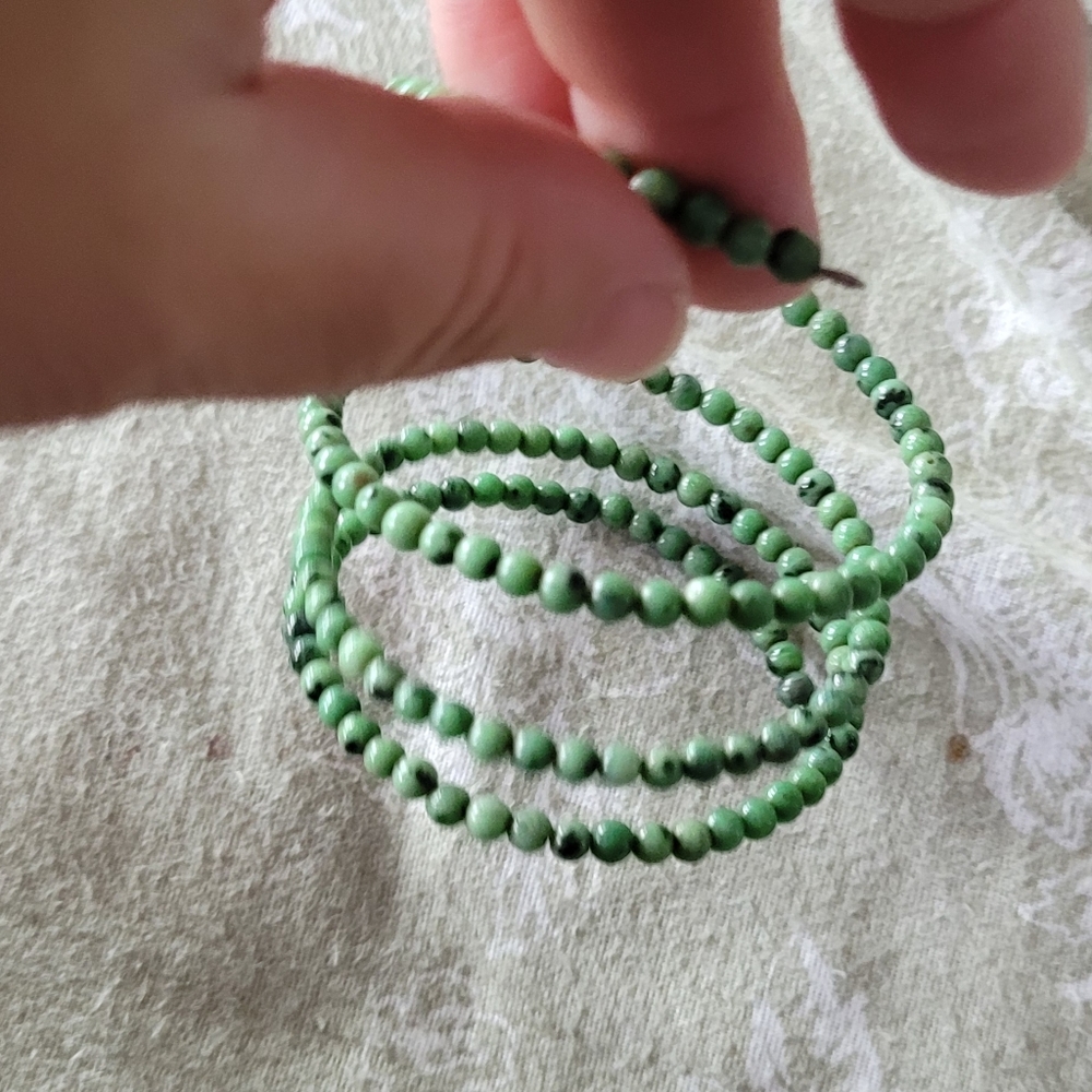 Green stone wrap wire bracelet